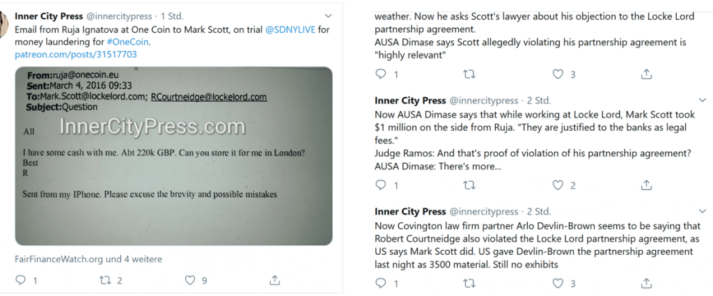 Inner City Press publishes OneCoin emails with Robert Courtneidge and Mark Scot and Ruja Ignatova