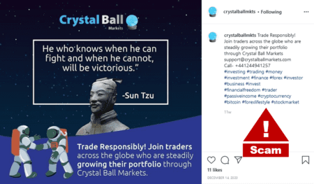 Crystal Ball Markets scam warning