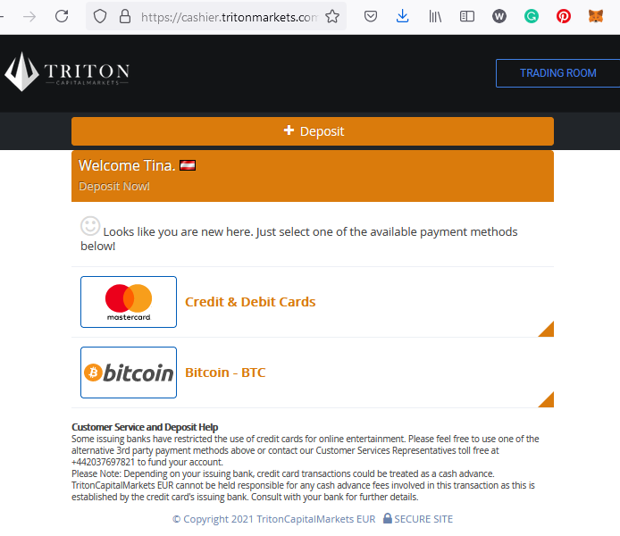Triton Markets broker scam facilitated by Praxis Cashier