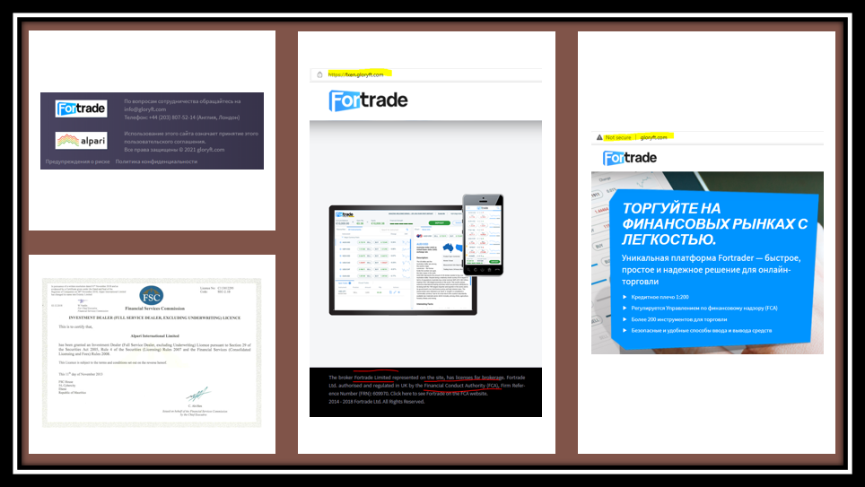 Fortrade and Alpari jointly operate websites like GloryFT