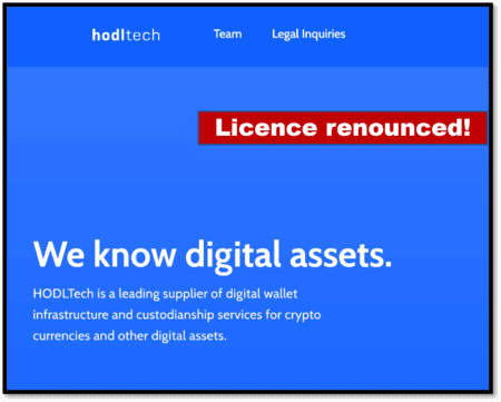 HODLtech renounced Estonian crypto license