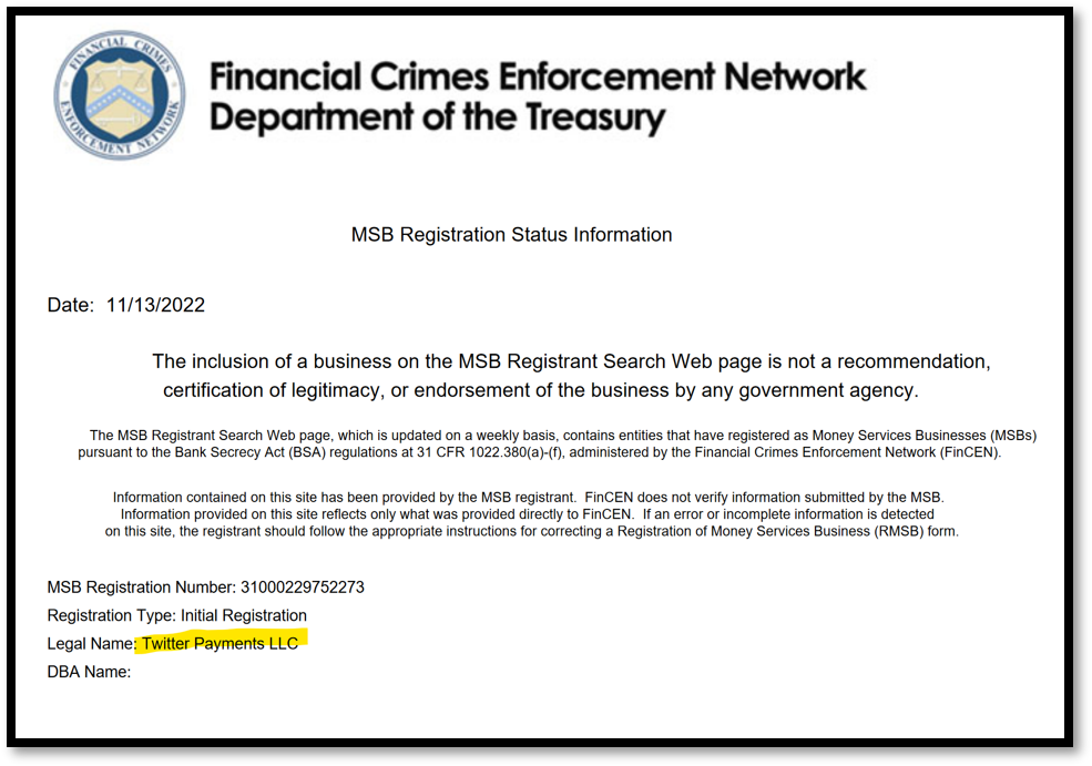 Twitter Registered As A Money Services Business With FinCEN ...