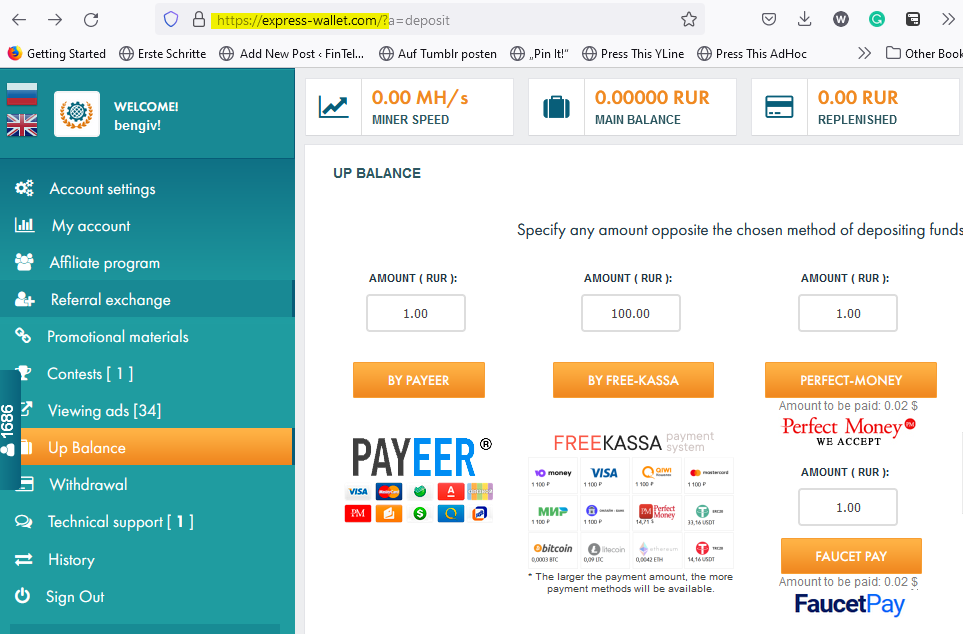 Payeer is one of the payment processors for Russian Express Wallet