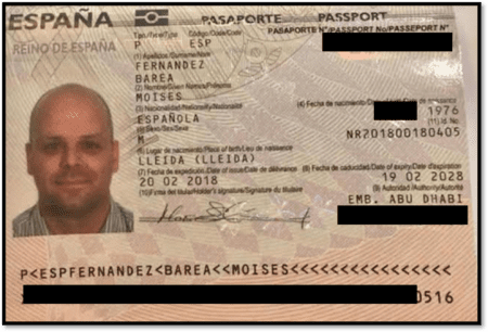 MOISES FERNANDEZ BAREA redacted passport