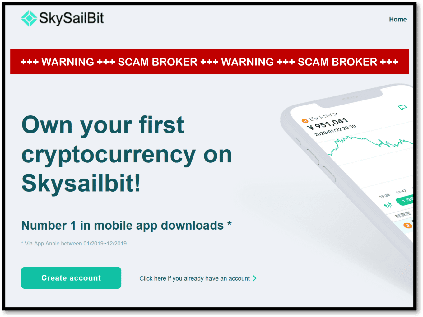investor warning against SkySailBit