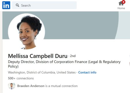 Mellissa Campbell Duru appoint Deputy Director at SEC