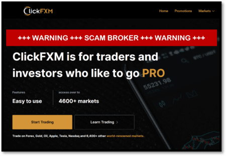 investor warning against ClickFXM trading scam