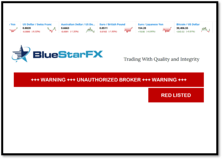 Red Compliance rating for offshore broker BlueStarFX