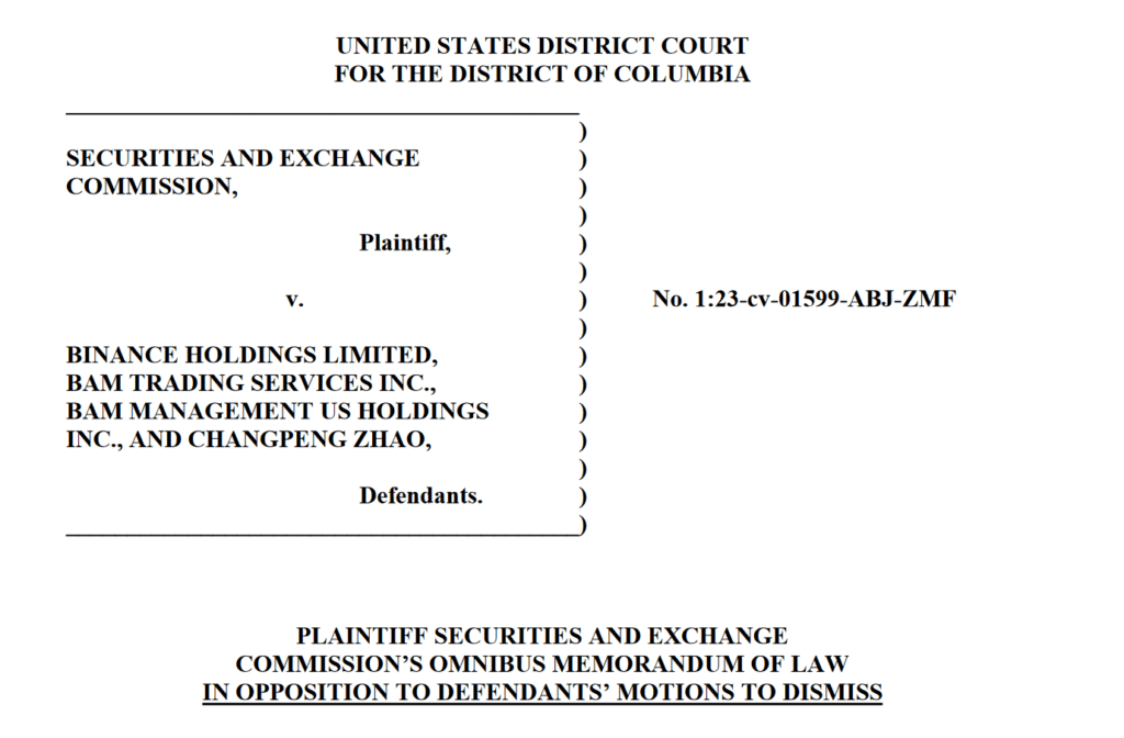 Binance Fights To Have The SEC Lawsuit Dismissed! - FinTelegram News