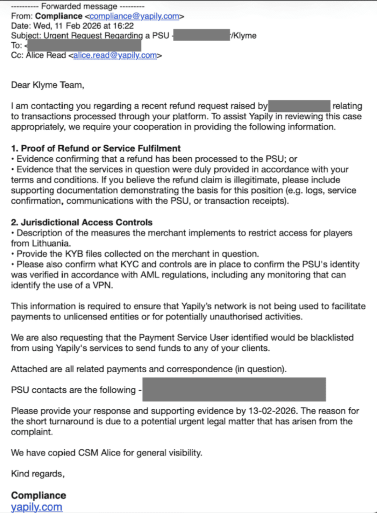 The Yapily Leaks: Internal Email Exposes Blacklisting of Whistleblowers instead of Illegal Casinos